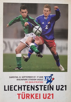 Liechtenstein U21 - Turkey U21 match program (Euro 2009 U21 qualifications, 08.09.2007)