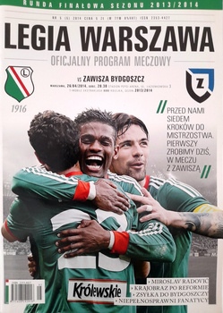 Legia Warsaw - Zawisza Bydgoszcz, T-Mobile Ekstraklasa (26.4.2014) official match programme