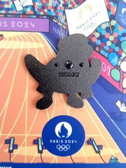 Summer Olympic Games Paris 2024 Phrygian mascot fan with scarf badge (official licensed product, signature)