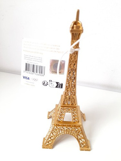 Miniature Eiffel Tower 3D Olympic and Paralympic Games Paris 2024, golden plated 15 cm (Official Licensed Product)