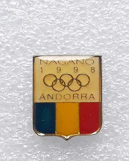1998 Nagano Winter Olympic Games 1998 Andorra National Team badge (official product, epoxy)