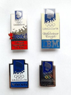 1994 Winter Olympic Games Lillehammer 1994 sponsors - set of 4 badges (signature)