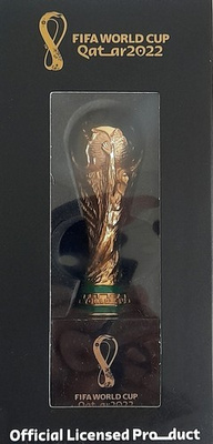 3D Official Trophy FIFA World Cup Qatar 2022 gold-plated replicawith Pedestal (Official Licensed Product) 10 cm