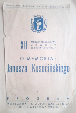 Programme of the 12th International Athletics Competition for the Janusz Kusociński Memorial (1966)