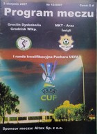 Groclin Dyskobolia Grodzisk Wielkopolski - MKT-Araz Imisli, UEFA Cup qualification official match programme (2.8.2007)