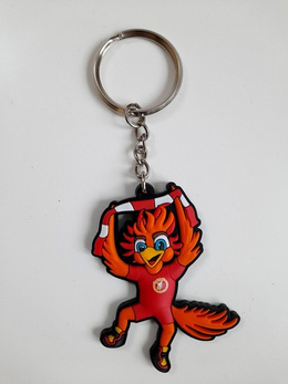 Widzew Lodz mascot Fenix with scarf gum keyring (official product)
