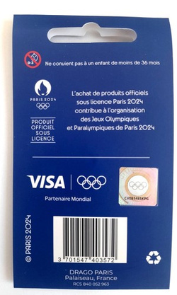 Summer Olympic Games Paris 2024 Phrygian mascot fan with scarf badge (official licensed product, signature)