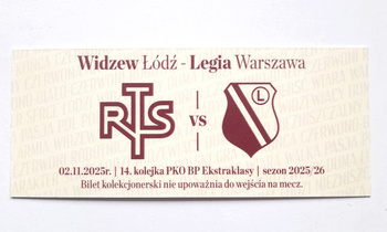 Widzew Lodz - Legia Warsaw (2.11.2025), PKO BP Ekstraklasa match collector's ticket (official product)