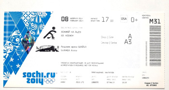 The XXIIth Winter Olympic Games Sochi, ice hockey ticket (8.2.2014)