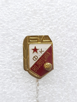 The 60th Anniversary FK Vojvodina Novy Sad badge with ball & wreath (Serbia, lacquer, signature)