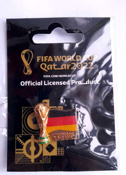 FIFA World Cup Qatar 2022 Germany National Football Team trophy and flag badge (official product)