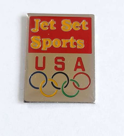 Olympic Games Barcelona 1992 USA team sponsor Jet Set Sports badge (official product, signature)