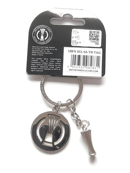 UEFA Conference League metal round logo keyring with trophy miniature (official licensed product)