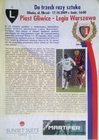Piast Gliwice - Legia Warsaw Ekstraklasa (17.10.2009) programme