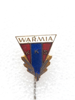 KKS Warmia Olsztyn red-blue badge with wreath (enamel)