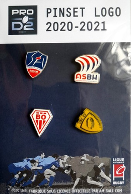 Set of 16 Ligue Nationale Rugby Pro D2 2020-2021 badges (official product)