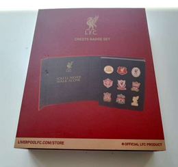 Liverpool FC crests badge set of 9 pins in box (official licensed product)