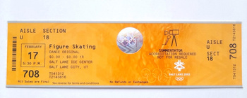 The Winter Olympic Games Salt Lake City, figure skating media ticket (17.2.2002)