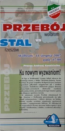 Programme Przebój Wolbrom - Stal Rzeszów III league (11.08.2007)