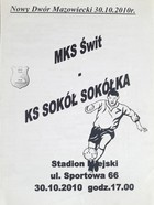 Świt Nowy Dwór Mazowiecki - Sokół Sokółka, II liga (30.10.2010) match programme
