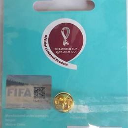 FIFA World Cup Qatar 2022 logo with the name, silver color badge (Official Licensed Product)