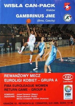 Wisla Can-Pack Cracow - Gambrinus JME Brno FIBA Euroleague women (06.01.2005) official programme
