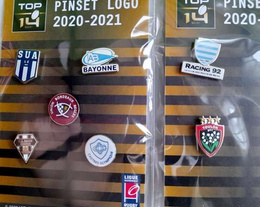 Set of 14 Ligue Nationale Rugby Top 14 badges (official product)