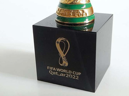 3D Official Trophy FIFA World Cup Qatar 2022 gold-plated replicawith Pedestal (Official Licensed Product) 10 cm
