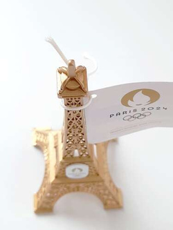 Miniature Eiffel Tower 3D Olympic and Paralympic Games Paris 2024, golden plated 15 cm (Official Licensed Product)
