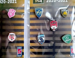 Set of 14 Ligue Nationale Rugby Top 14 badges (official product)