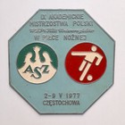 Plaque for the 9th Academic Polish Championship in football 1977 (Częstochowa)