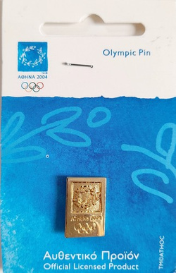 Summer Olympic Games Athens 2004 official logo golden plated small badge (official licensed product)