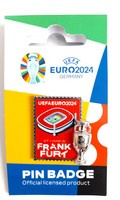 Pin of the host city Frankfurt with 2D trophy miniature UEFA Euro 2024 Germany - badge (Official Licensed Product)