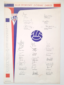 KS Górnik Zabrze leaflet 1971 autographs of players, coaches and activists