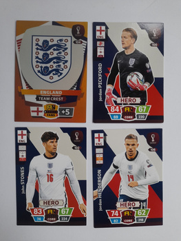 England National Team players of the FIFA World Cup Quatar 2022 set of 4 cards  (Panini Adrenalyn XL)
