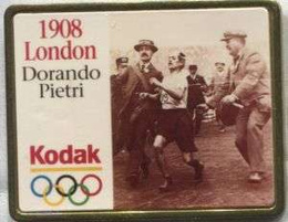 Badge marathon runner Dorando Pietri at the 1908 Olympics London Kodak company 
